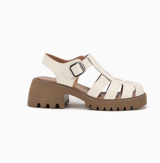 

Sheepskin version Su Yinyin same Seoul Roman woven hollow thick-soled bag head empty Roman sandals women s pig cage shoes 40