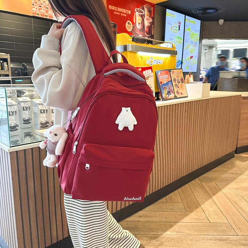 Plecak dla uczennicy gimnazjum, damski plecak w jednolitym kolorze