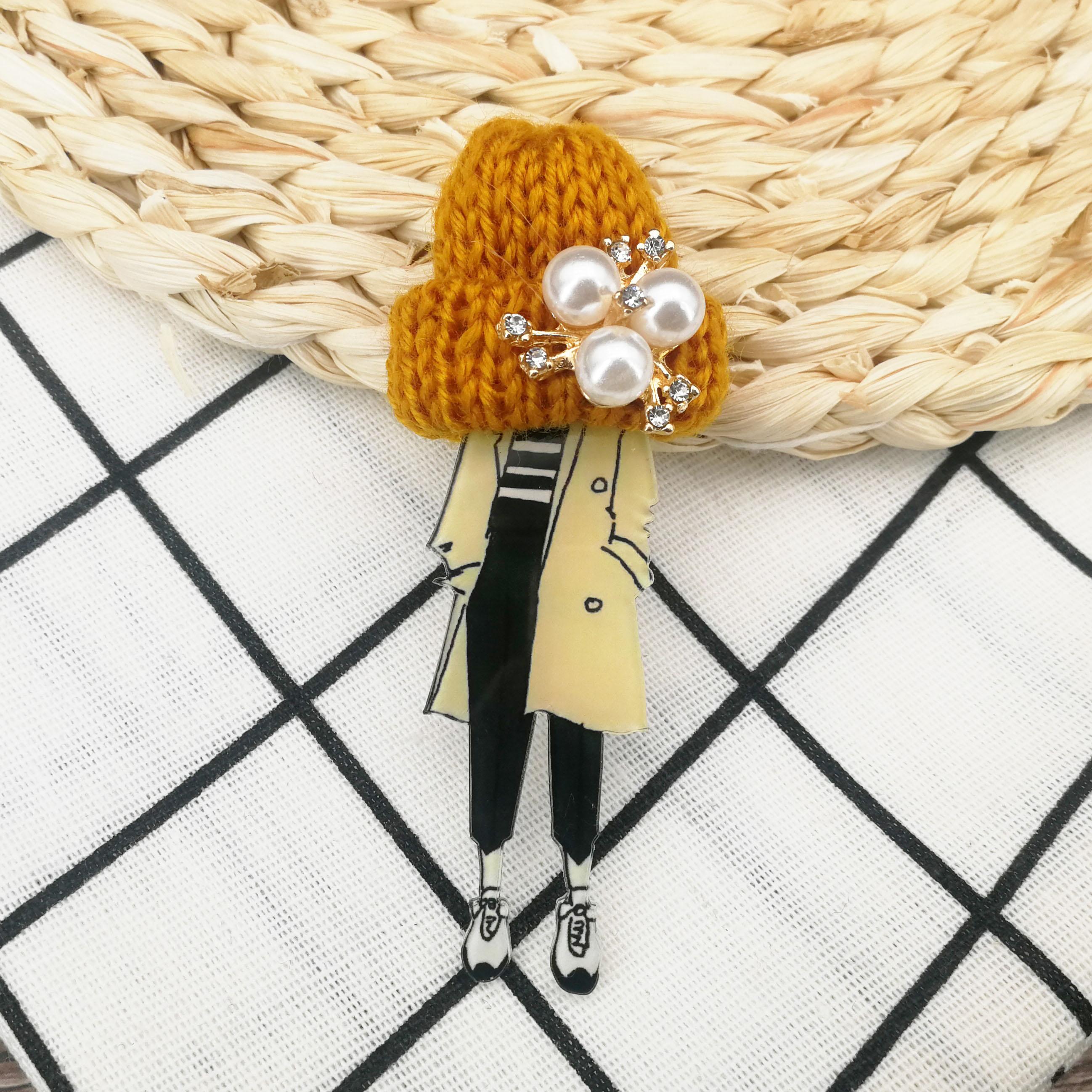 

Girls Cute Brooches for Woman Wool Hat Crystal Pearl Cartoon Badges Brooch Pins Fashion Harajuku Pins Icons Gifts Drop-Shipping