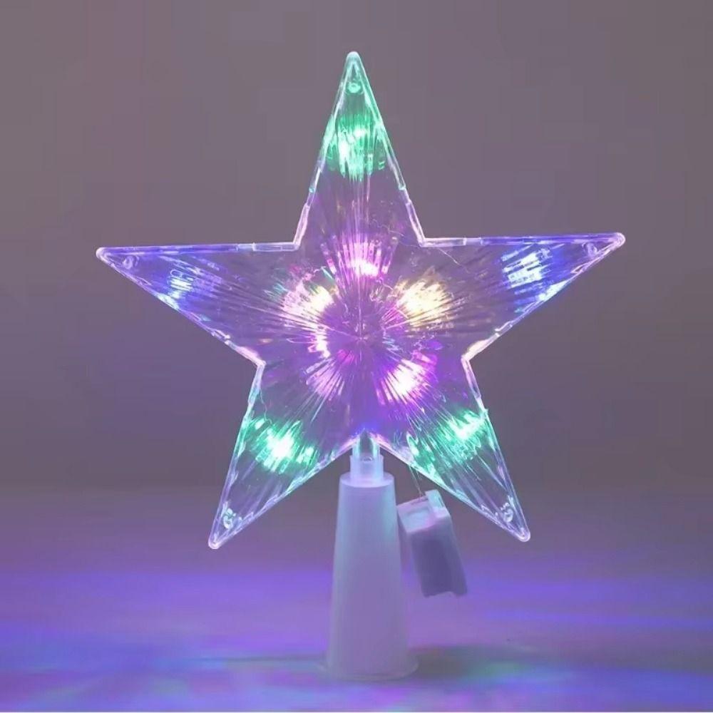 Lighted LED Lighted Star Transparent Christmas Treetop Light Xmas Light Ornaments  Holiday