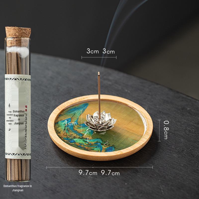 Zen Lotus Heart Sutra Incense Holder - Small Indoor Burner for Tea Ceremony and Sandalwood/Agarwood Incense