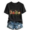 Women's Casual Christmas Printed Short Sleeve T-Shirt with Festive Holiday Design