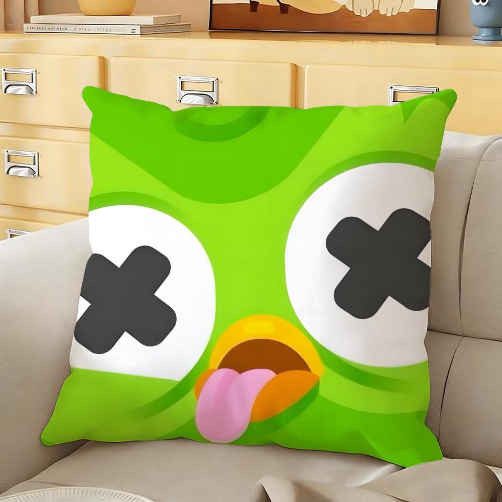 DDuolingo Cushion Cover Soft Durable Reversible Pillow Cover Home Car MultiScene Daily Comfort Pillowcase