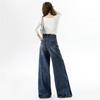 Autumn and winter high-waisted blue flared jeans women's loose straight-leg wide-leg pants without sticking to the legs