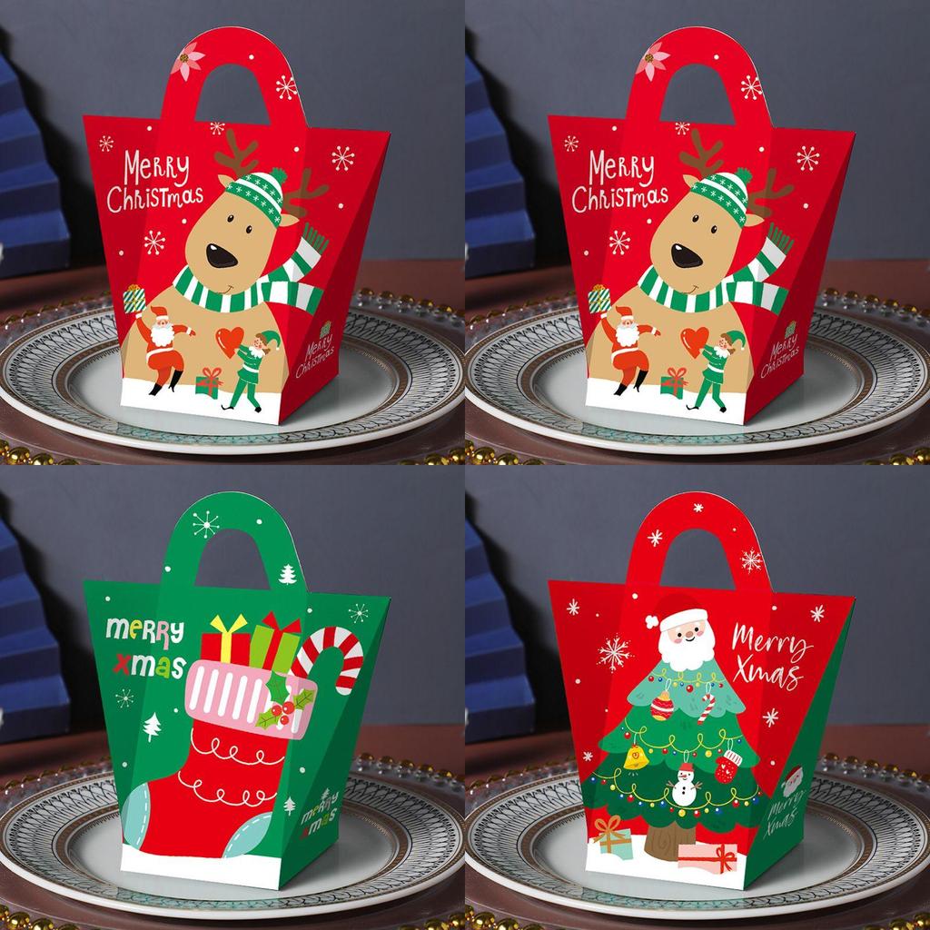 Stylish 5ps Christmas Handbag Design Party Paper Candy Gift Box