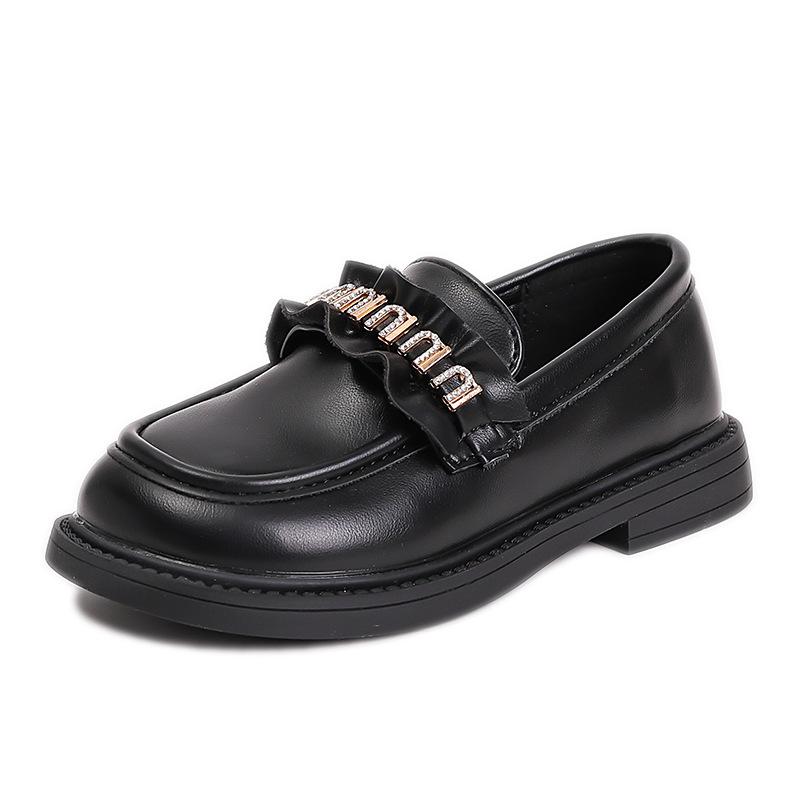 Girls' Princess Shoes 2025 Spring Children's Loafers Baby Black Small Leather Shoes Genuine Leather One-pedal Girls' Single Shoes