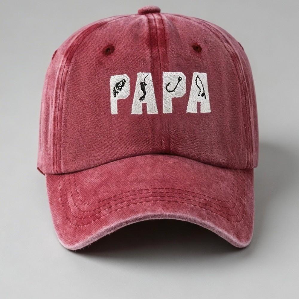Adjustable Dad Hat PAPA Letter Embroidery Fishing Sun Hat FashionVintage Fishing Hook Hat  For Dad