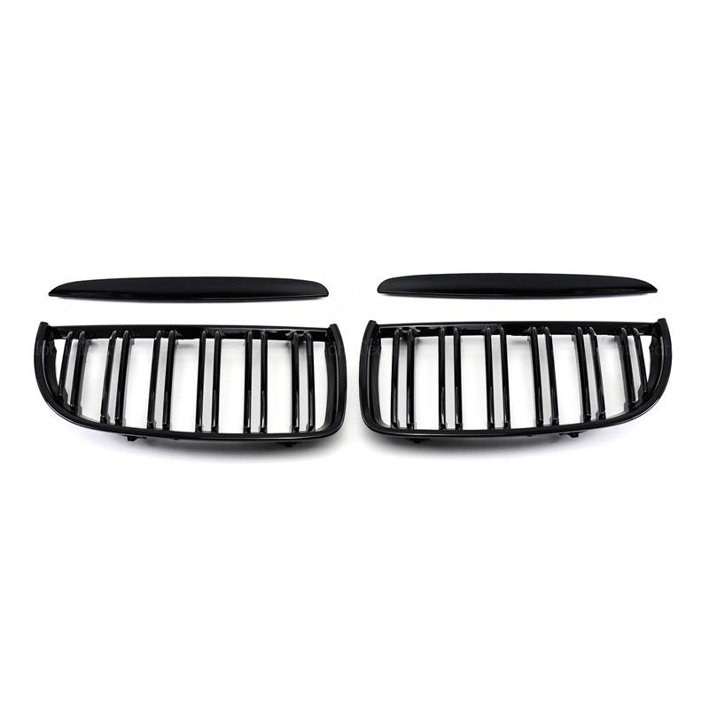 

Новый вид автомобильной решетки, передняя глянцевая 2-линейная двойная решетка для BMW 3 серии E90 E91 2005-08 320i 325i 325i 328i 330i All Black