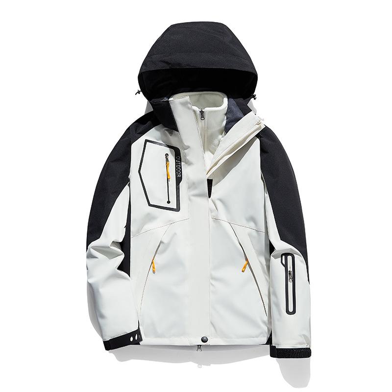 New Outdoor Mountaineering Jacket for Men, Three-in-one Detachable Autumn and Winter Velvet Thickened Jacket, Couple Style Jacket