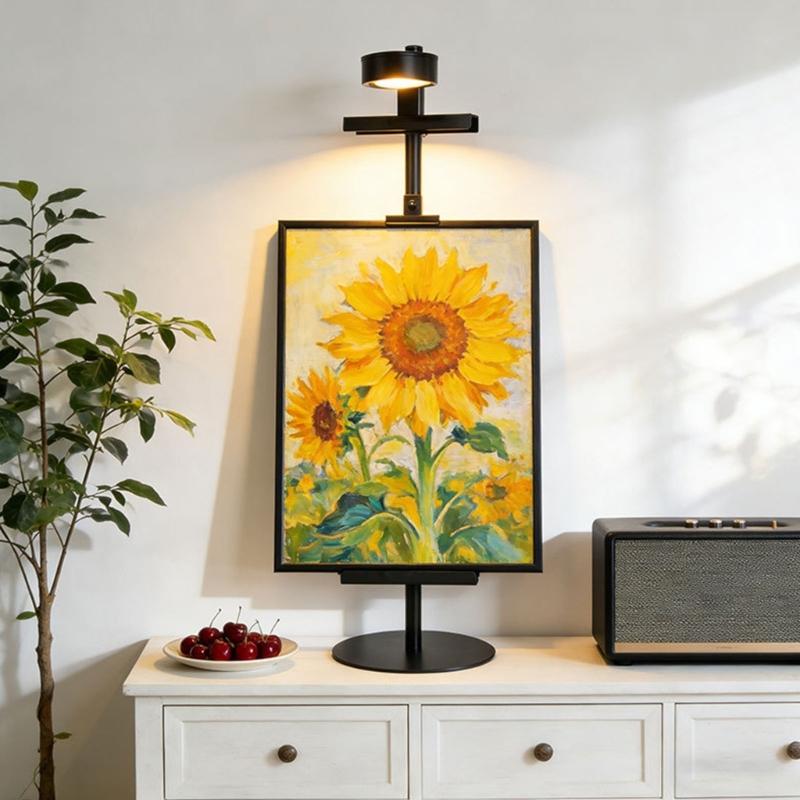 Elegant Desktop Picture Frame Holder with Magnetic Wall Painting Light Adjustable Easel Stand For Home Or Office Decors