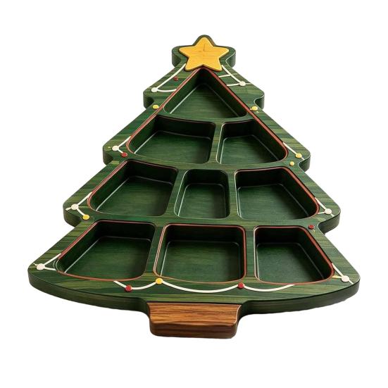 Festliche Nachmittagstee-Platte Weihnachtsbaum Servierplatte, Hölzerner Snack für Feiertagspartys, Mehrteilige Lebensmittel-Präsentations-Pinguin-Box
