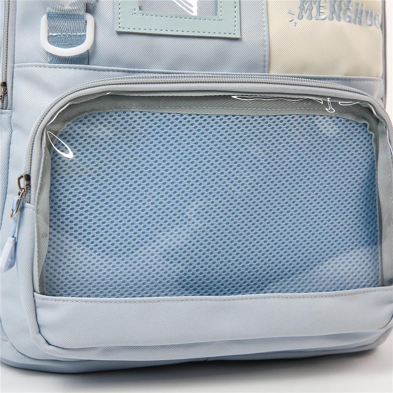 Cute Nylon Backpack for Women – Star Patch Design School Bag with Front Pocket for Everyday Use