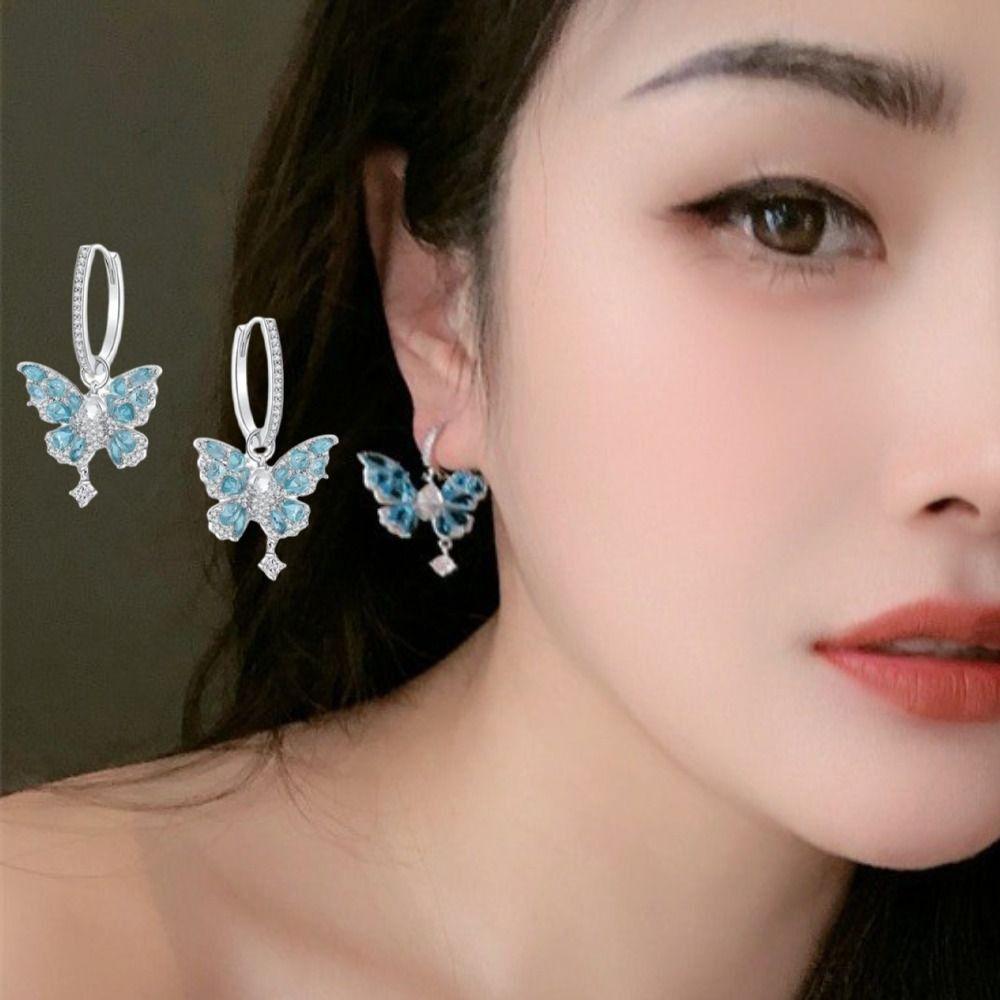 Zircon Butterfly Drop Earring Hook Piercing Ear Jewelry Accessories  Women