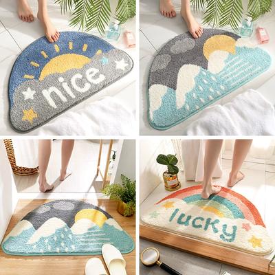 Cute Cartoon Half-Moon Bath Mat - Thickened Plush Bathroom Rug, Ultra-Soft Skin-Friendly with TPR Non-Slip Backing, 45x75CM