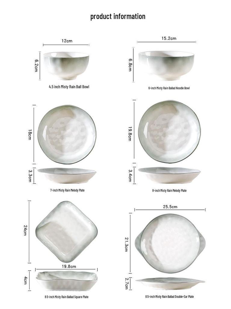 2025 Yan Yu Yao Underglaze Dinnerware Set: Elegant Rice Bowls, Plates, and Soup Bowls