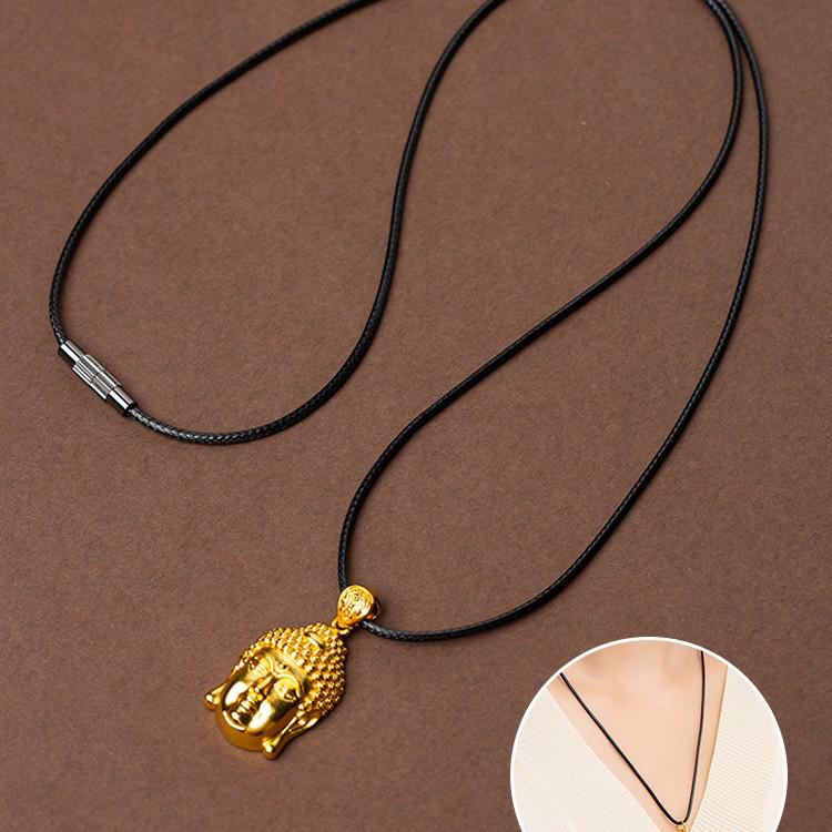 Black Waxed Leather Cord Jade Pendant Necklace for Men and Women