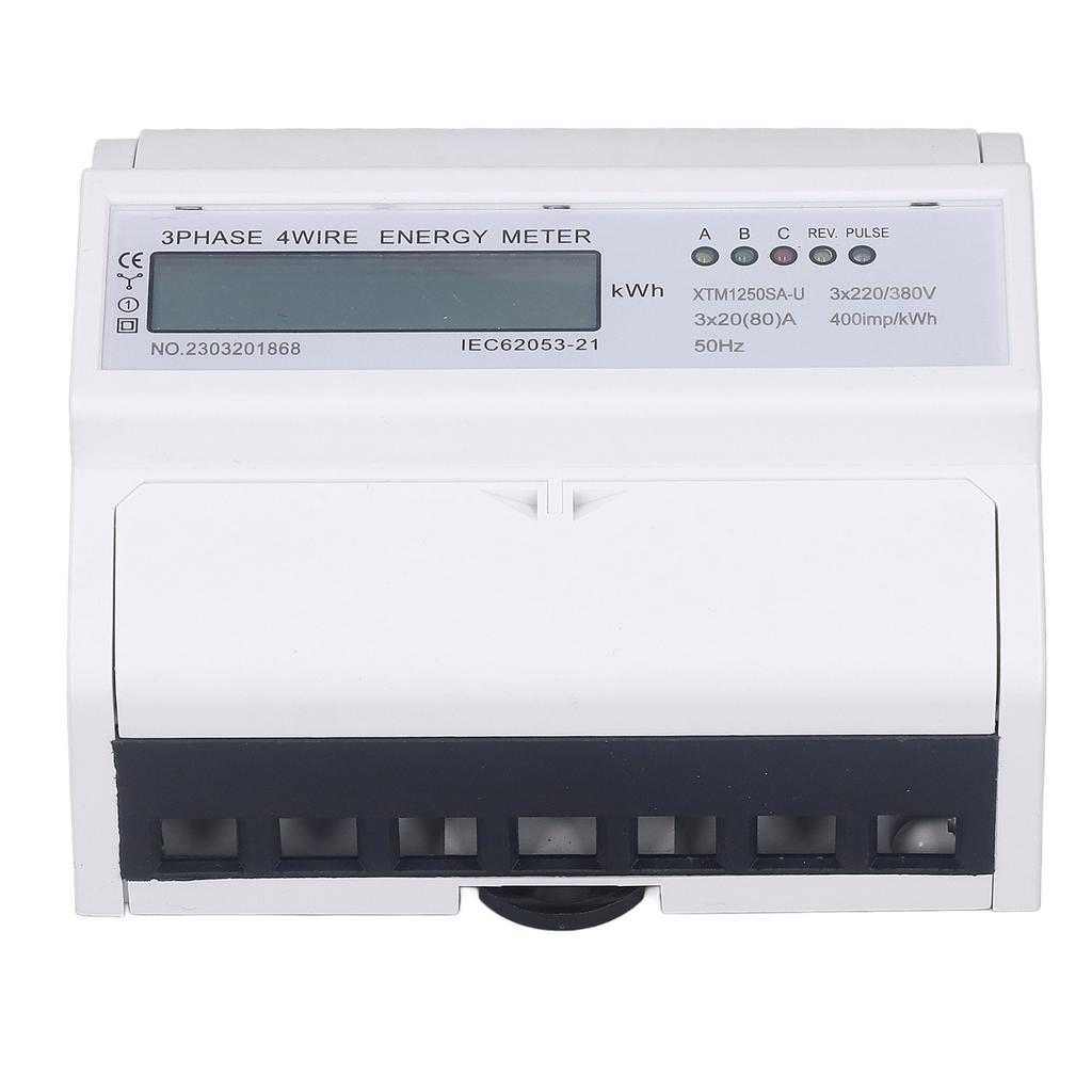 Electric Meter 3 Phase 4 Wire 7P LCD Digital Display DIN Rail Mount Power Monitor