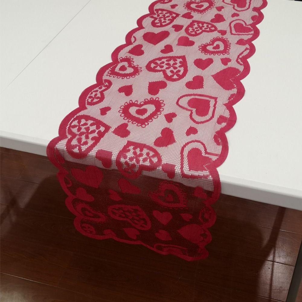 Rectangular Heart Shaped Table Runner Valentines Day Tableware Placemat  Desk Decoration