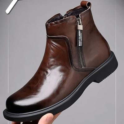 Modische Herren Leder Stiefeletten für Herren Herbst Winter Samt Warm Herren Chelsea High-Top Stiefel Designer Lässige Herrenschuhe