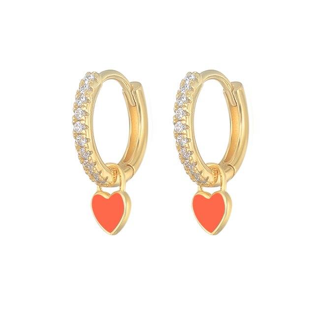 925 Silver Huggie Heart Hoop Earrings for Women Geometric Love Earring Crystals Zircon Piercing Silver Jewelry Girls