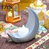 Gold Silver Black White Table Centerpiece Crescent Moon LED Candle, Decorative Electronic Candle for Eid Al-Fitr Home Window Display Ornament