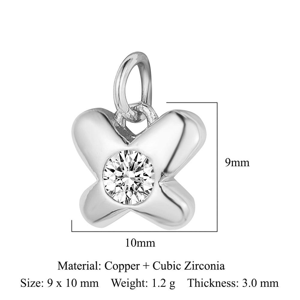 3pcs/Lot Crescent Moon Copper Zircon DIY Jewelry Pendant Octagonal Star Heart Butterfly CZ Charms Necklace Making