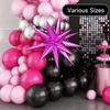 Black Pink Rose Red Balloon Wreath Set Exploding Star Aluminum Film Balloon Girl Birthday Bachelorette Party Decoration