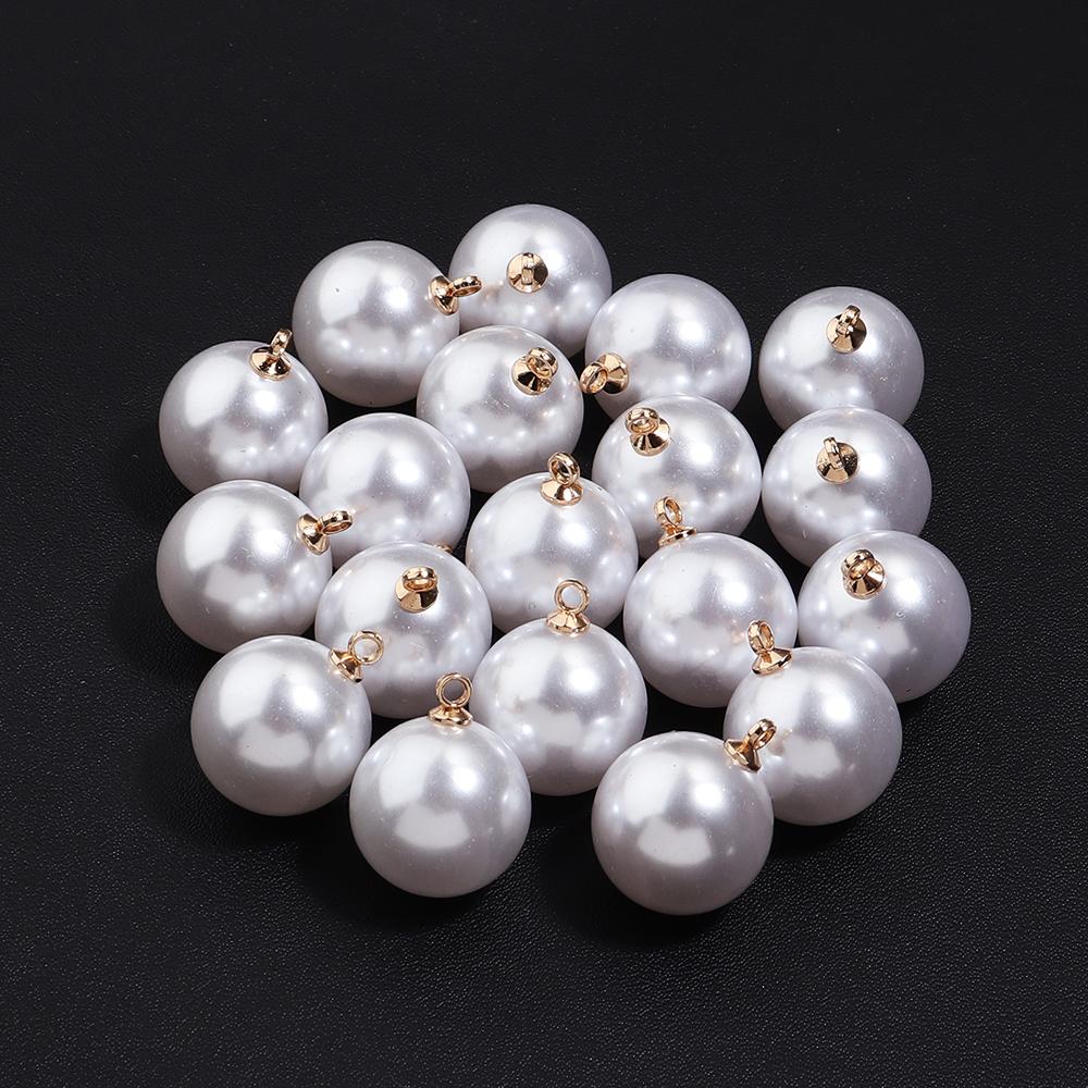 10-20 pcs/lot 6-20mm Round ABS Imitation Pearl Beads Pendant Beige White Charms For Jewelry Making DIY Fashion Necklace Earrings