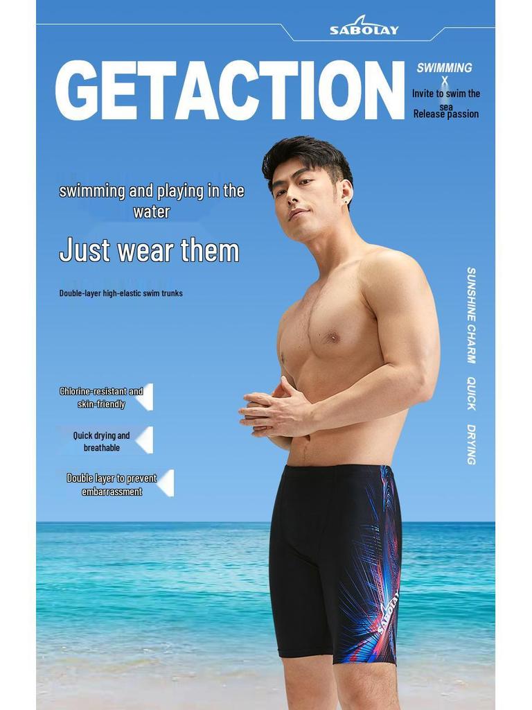 SABOLAY Herren Racing Badehose - High-End Nylon Flat-Leg Design für professionelle Schwimmer