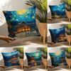 Korea Foguo Temple Pillow Case Linen Cushion Covers For Decorative Sofa Home Pillows Case Car Chair Pillows Cases