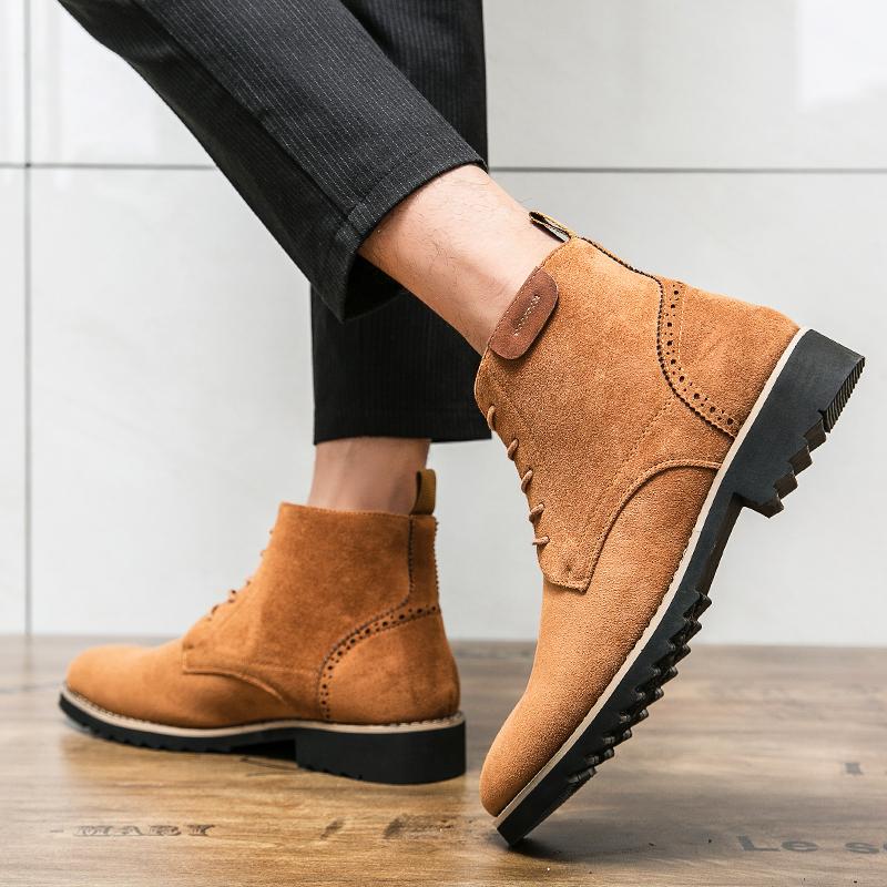 Модные ковбойские сапоги Замшевые туфли Мужская повседневная обувь Челси Мотоциклетные — фото 5