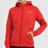Li Ning Badminton Series Solid Color Printed Logo Zipper Hoodie Fleece Long Sleeve Sweatshirt Women Sweatshirt Crimson-Red AWDSA04-3
