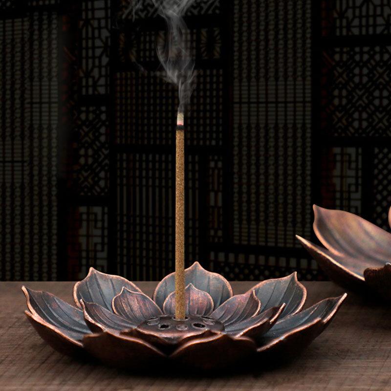 Meditation Buddha Sandalwood Stick Holder Burner Round Dish Lotus Flower Catcher Plate Incense Holders Home Decor kadzidełka