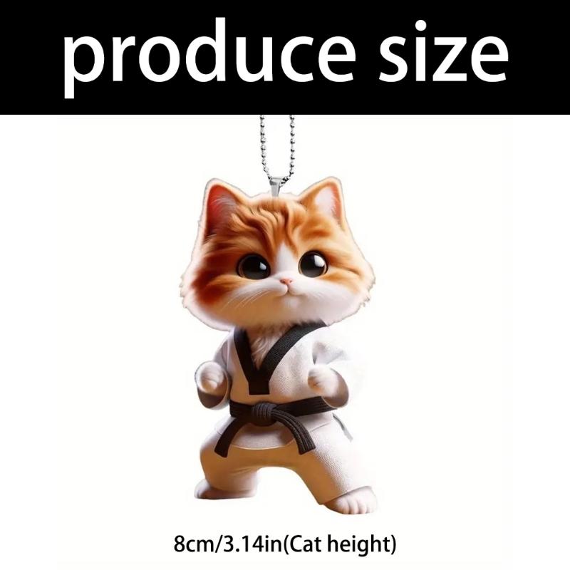 Textured Martial Arts Stylish Acrylic Automotive Decoration Cute Animal Keychain For Rear View Mirror Home Vehicle Use