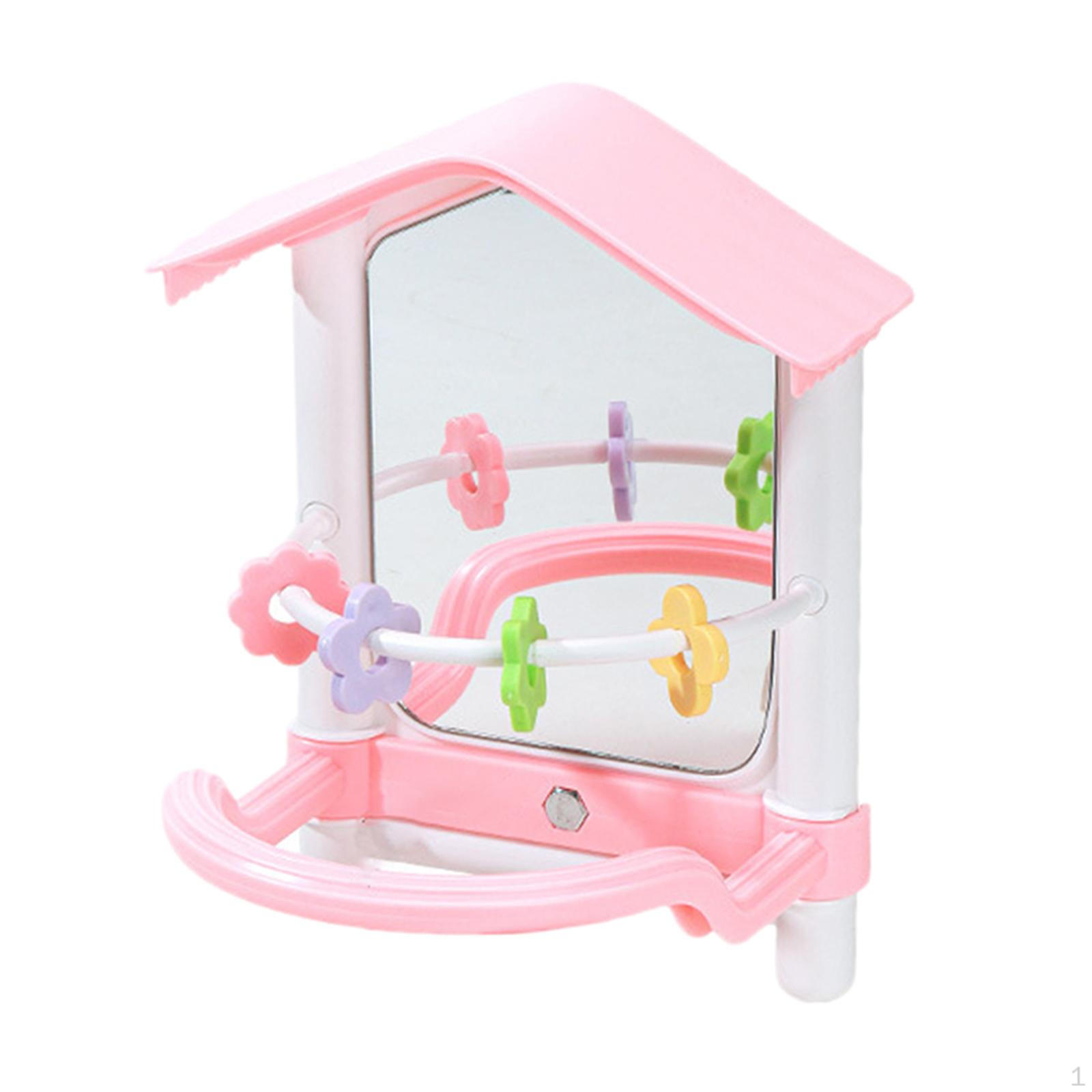 

Acrylic Bird Mirror Activity Toy with Perch for Parakeets And Finches рожевий