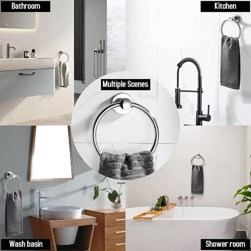 Steel Toilet Stainless Roll Holder And Towel Ring Set Wall Mounted Bathroom Tool