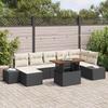 Garden Sofa Set with Storage 8 pcs Black Poly Rattan