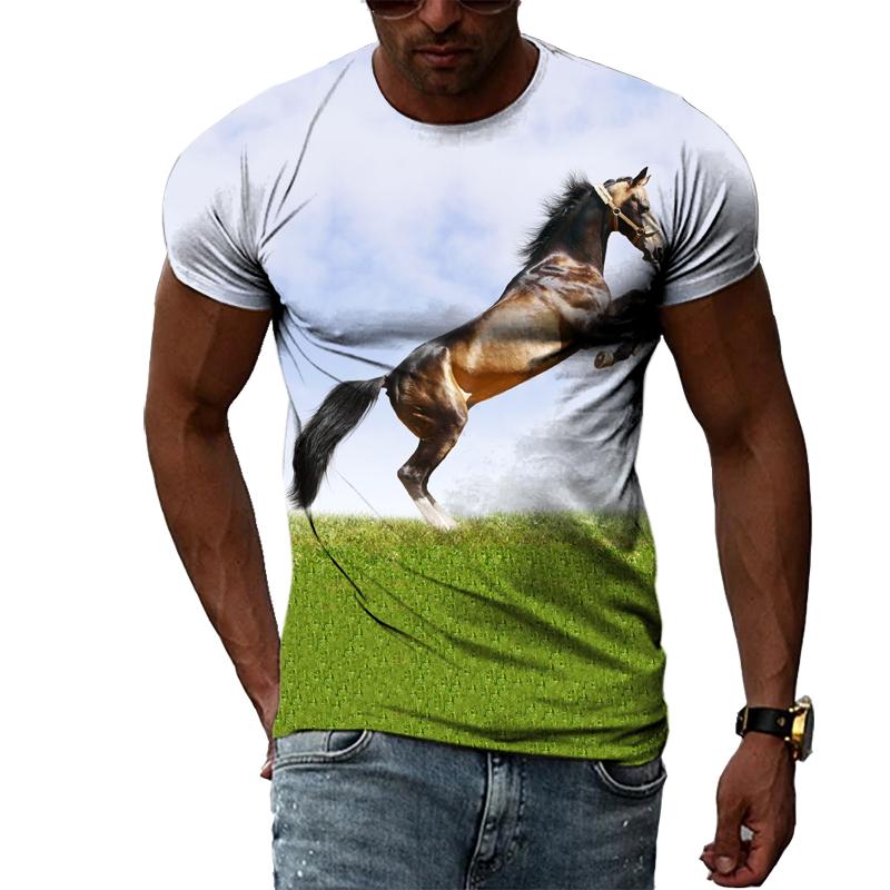 Letní trička s 3D grafikou Animal Horse Pro muže Móda Ležérní Výstřih harajuku Hip-Hop Styl Potištěná trička s krátkým rukávem Top
