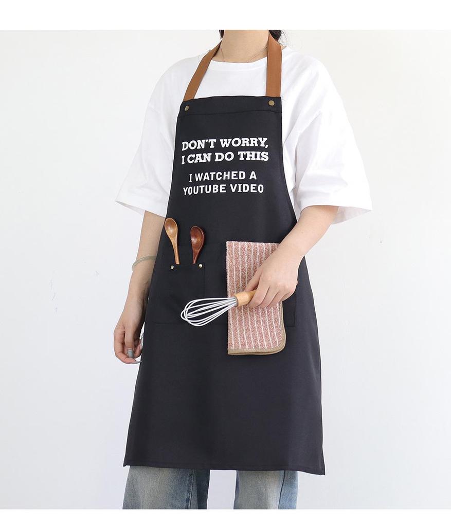 Color Block Halter Neck Waist Apron - Letter Print Design for Kitchen, BBQ, and Restaurants