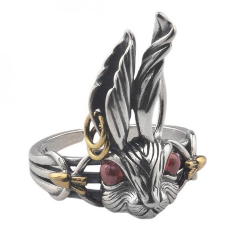 Adjustable Brass Rabbit Ring Men Women Vintage Creative Minimalist Statement Jewelry