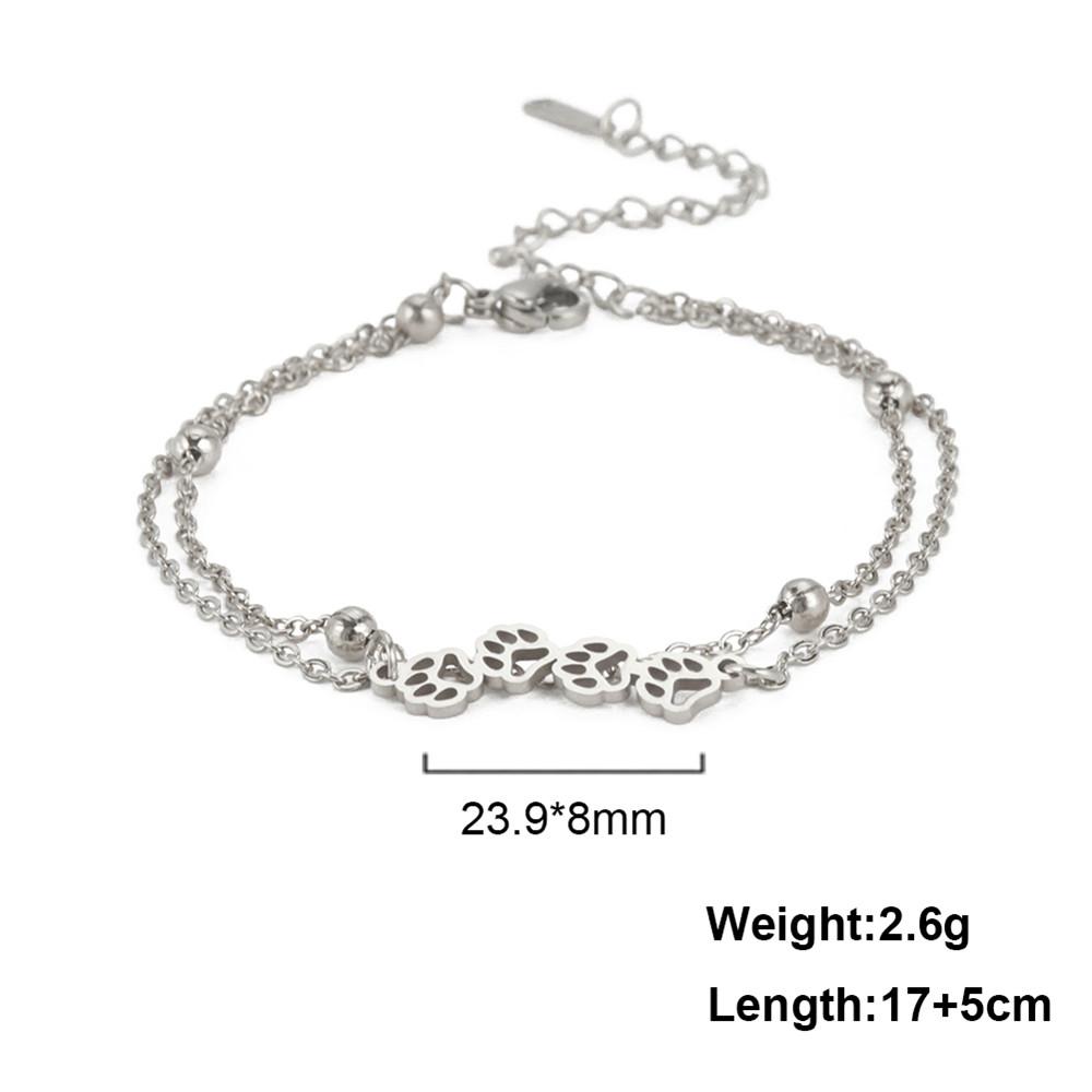 Cazador Hollow Cat Dog Bear Paw Bracelet on Hand Female Cute Animal Charm Kpop Stainless Steel Jewelryfriend Gift Wholesale