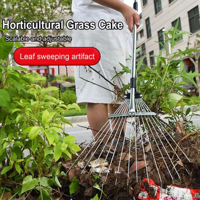 Stainless Steel Rake Telescopic Handle Ergonomic Design Simple Operation Leaf And Grass Clippings Rake