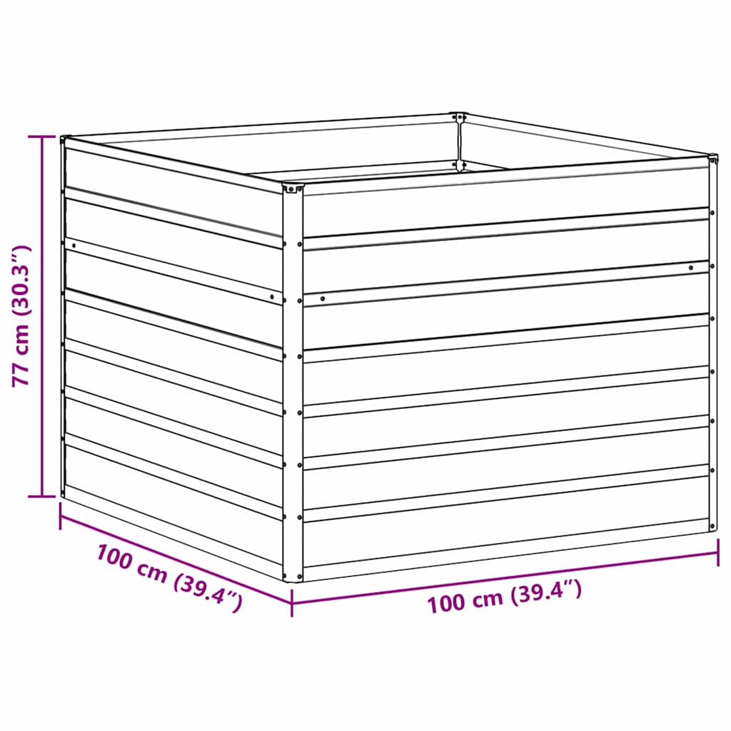 Raised Garden Bed Light Brown 100 X 100 X 77 Cm Galvanized Steel