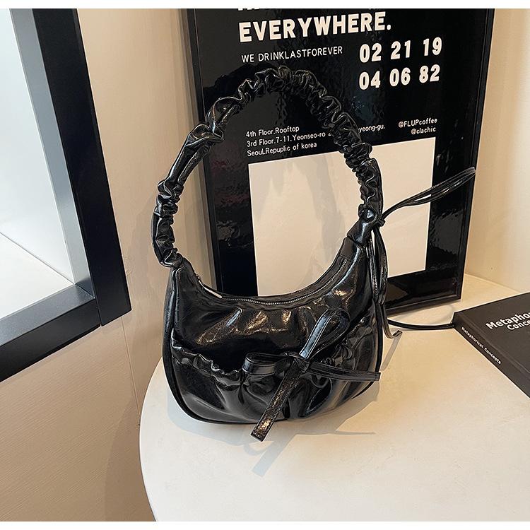 Versatile Casual Pleated Lace Drawstring Design Crossbody Shoulder Bag Underarm Bag Niche Lazy Wind Dumpling Bag