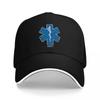 Star of Life Medical Emblem Black Baseball Cap with Blue Symbol and White Trim Design for Emergency Services Enthusiasts