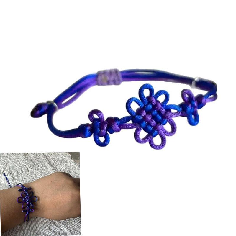 **Colorful Jade Thread Chinese Knot Bracelet - Blue/Purple**