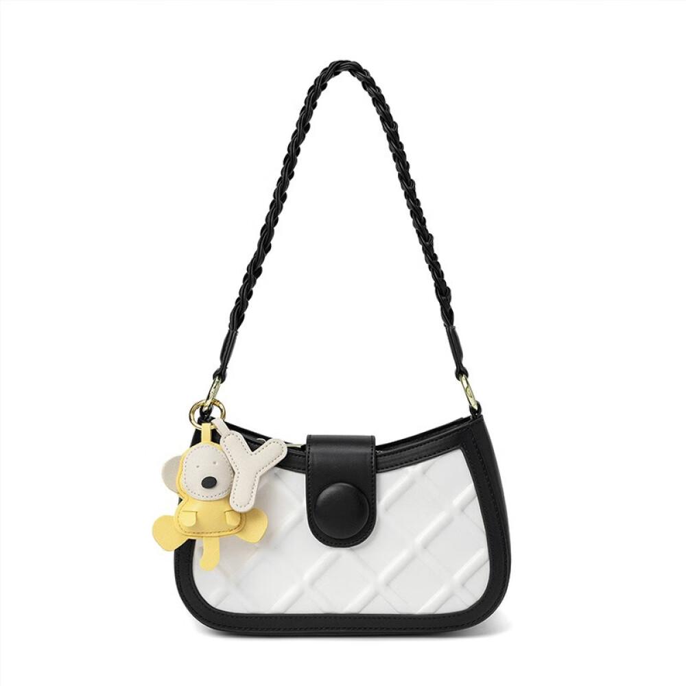 

Модная сумка в клетку с бриллиантами подмышками, сумка-багет, сумка через плечо, подарок на день рождения, длина 23,5 см, ширина 7 см, высота 15 см чёрный