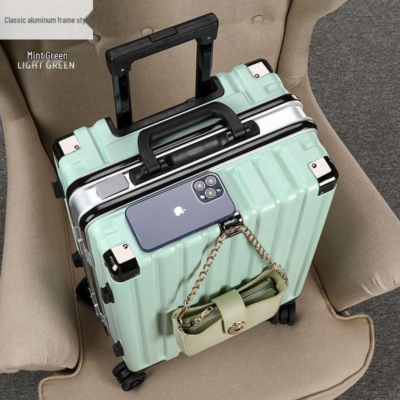 Sturdy Aluminum Frame Trolley Suitcase with Silent Wheels & Combination Lock - Large Capacity for Men, Women & Students