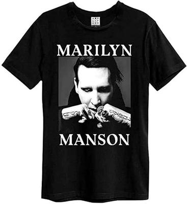 Verstärktes Marilyn Manson Fäuste Herren Schwarz 100% Baumwolle T-Shirt Herren T-Shirts Oberteil Marilyn Manson Verstärktes T-Shirt