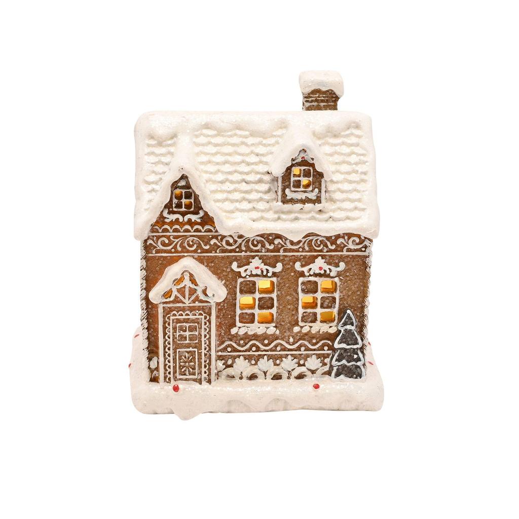 Santa & Friends Light Up Gingerbread House - 17cm
